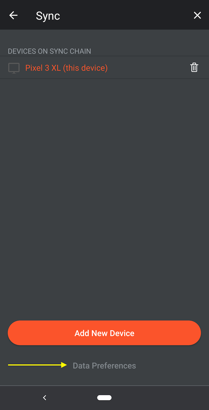 Brave for Android > Settings > Sync